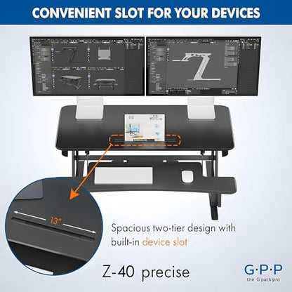 40 Inch Standing Desk Converter, Adjustable Height - size: 40"