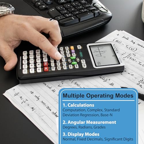 Scientific Calculator with Graphing, Includes Carrying Case, for College and High School Students, Calculus, Algebra, Geometry, Trigonometry, Statistics, Physics, Chemistry, Black - color: Black