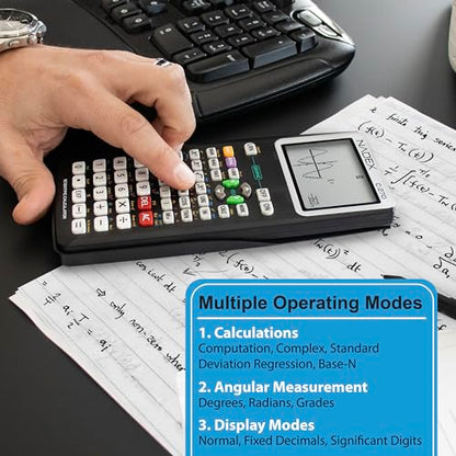 Scientific Calculator with Graphing, Includes Carrying Case, for College and High School Students, Calculus, Algebra, Geometry, Trigonometry, Statistics, Physics, Chemistry, Black - color: Black