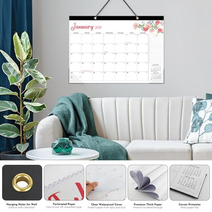 Tcamp Desk Calendar 2026-2027, Jul 2026-Dec 2027, 18-Month, 17" x 12" Large - color: Floral, size: 17"x12"(Jul 2026-Dec 2027)