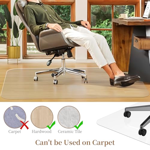 53" X 45" Office Chair Mat for Hardwood Floor, PVC Clear Desk Chair Mat for Hard Floors - Can't be Used on Carpet - size: 45" x 53" for Hard Floor
