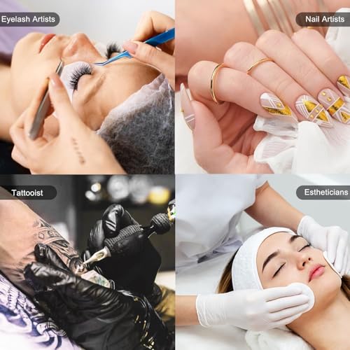 Half Moon Lash Light with 4X Magnifier for Eyelash Extensions - Professional LED Lamp for Eyetech,Tattoo Artists, Estheticians | Dimmable Cool/Warm Lighting & Brightness | Shadow-Free Design (Remote) - color: Gold