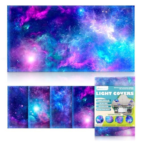 Fluorescent Light Covers for Ceiling Lights Classroom Magnetic Stars 4pk - color: Purple Nebula