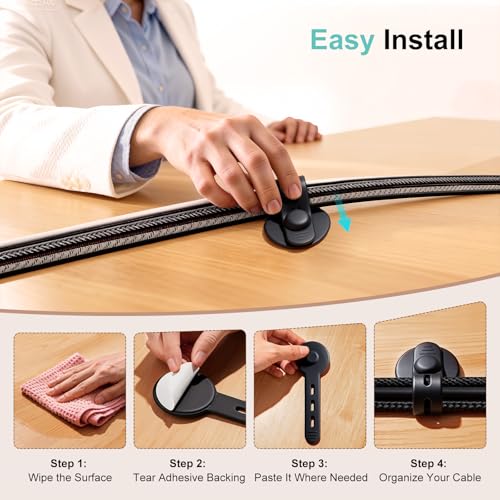 Silicone Self Adhesive Under Desk Cable Management 12Pcs
