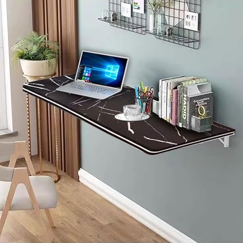 Folding Wall Desk,Wall Mounted Folding Table, Fold Down Table for Wall Small Spaces,Home Laundry Room Office Computer Workstation,Study Work Bench, Kitchen Dining (Black 35.4"×19.7") - color: Black, size: 35.4 × 19.7 in