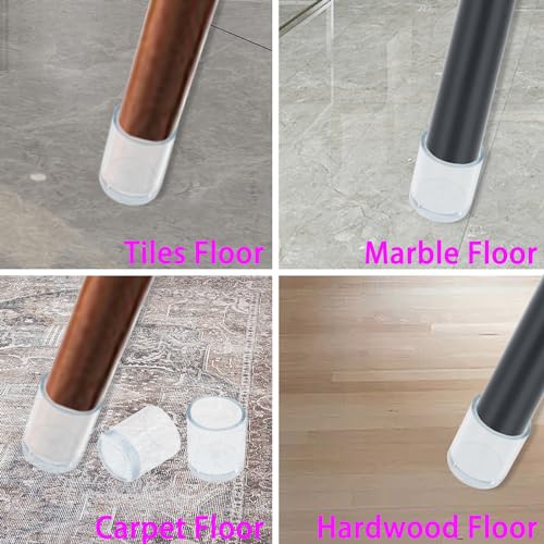 Round Chair Leg Caps,PVC Furniture Feet Covers,TTZEZE Transparent Round Floor Protectors,Clear Table Feet Covers Preventing Plastic Chair Leg Covers Scratches and Noise 32mm/1.26'', 12 - size: 1.26 inches