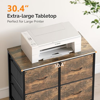 VINGLI 4 Drawer Mobile File Cabinet with Wheels Filing Cabinet Under Desk File Cabinet, Fabric Drawers Printer Stand for Home Office, Fits Letter Size, Rustic Brown - color: Rustic Brown, size: 4 Drawers