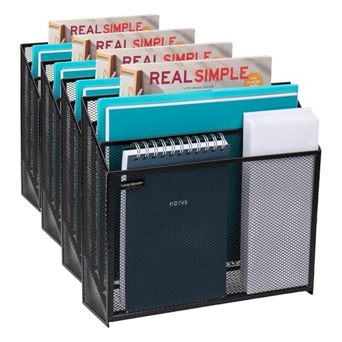 Mind Reader Metal Mesh File Organizer, Black | 3-Tier | Desktop | Modern Style | Pack of 4 - size: Single (Pack of 4)