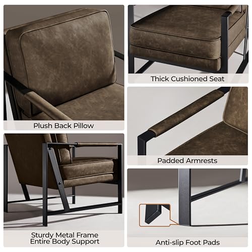 Yaheetech Mid-Century Modern Accent Chairs Set of 2, Brown - color: Brown, size: Set of 2