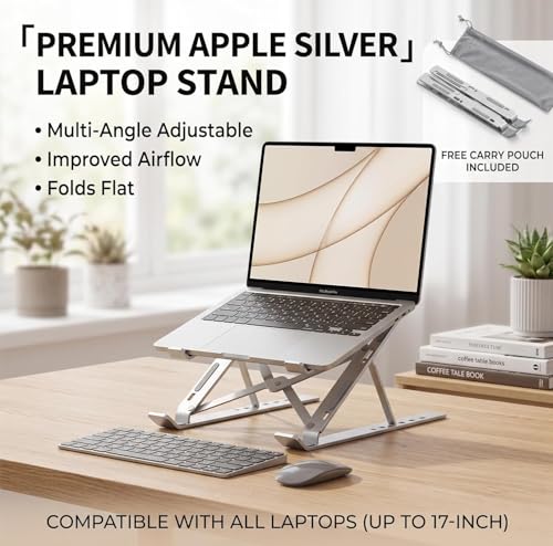 16 Inches Aluminum Alloy Laptop Stand with Fan, Height Increasing Heat Dissipation Computer Stand, Multi-Angle Adjustment