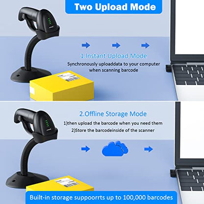 Bluetooth Wireless Barcode Scanner with Auto-Sensing Stand,Putting on Stand to Scan Automatically Sense Scanning 2D QR Bluetooth Barcode Scanner with Battery Level Indicator More-to-one Mode - color: Bluetooth Barcode Scanner with Auto-Sensing Stand