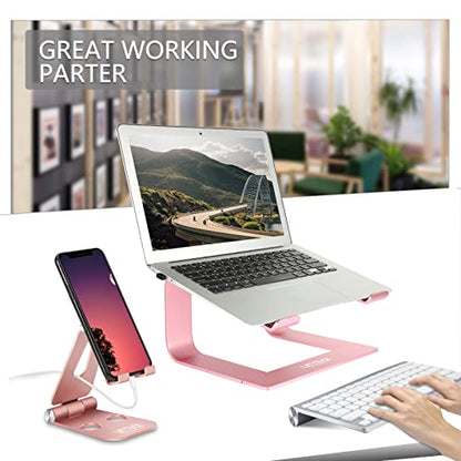 Urmust Laptop Stand for Desk, Pink, Up to 15.6" Laptop - color: D-Rose Gold