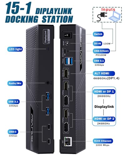 WAVLINK Displaylink Docking Station 3 Monitors for Mac(M1-M5, Neo), Windows - color: 63PD25