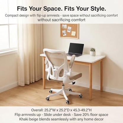 Monhey Ergonomic Mesh Office Chair with Lumbar Support, Khaki - color: 01khaki