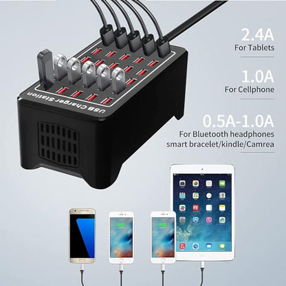 30 Port USB Charger, 150W/30A USB Smart Charger, 30-in-1 Desktop Charging hub, Multi-Port USB Charging Station for Samsung/iPhone/iPad/Google Pixel/Tablets and Other USB Electronics - size: 30Ports-150W