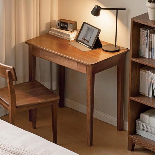 Mid-Century Modern Walnut Desk, Solid Wood Desk, Computer Desk with Drawers, Writing Desk for Study, Bedroom, Work 31.49" W - color: Walnut-walnut, size: 31"W