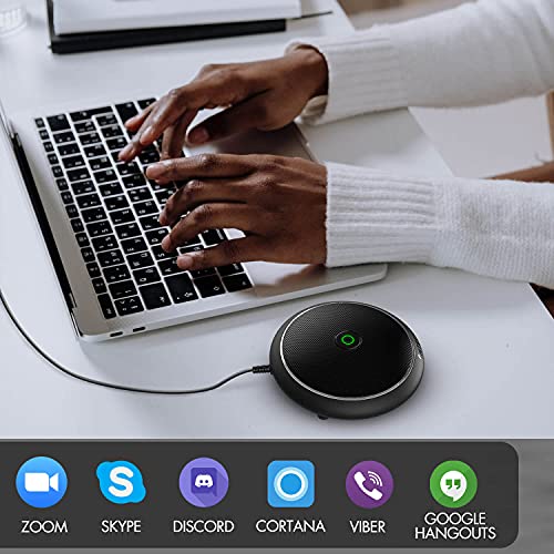 CMTECK Conference USB Microphone, Plug-and-Play Omnidirectional Desktop Mic | Omnidirectional condenser for clear audio,compact design. Ideal for video, streaming, YouTube. Works with macOS/Windows - color: WITHOUT SPEAKER（ dark black）