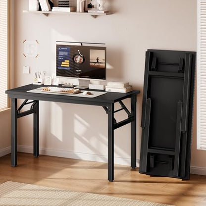 DlandHome 35.8 Inch Small Folding Computer Desk for Home Office, Black - color: Black + Black, size: 35.8 Inches