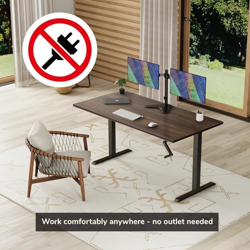 Mount-It! Hand Crank Standing Desk, 55" One-Piece Adrift Top, 132 lbs - color: Adrift