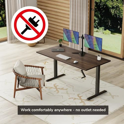 Mount-It! Hand Crank Standing Desk, 55" One-Piece Adrift Top, 132 lbs - color: Adrift
