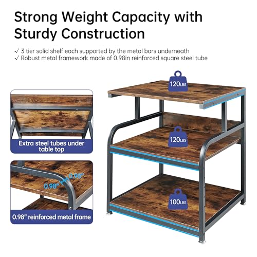Fannova Extra Large 3D Printer Stand Table with Adjustable Storage Shelf | 25.6"x23.6"x30.9", Heavy Duty Industrial Wheels, 25mm Heavy-Gauge Steel Tube, Home Office Printer Furniture, Rustic Brown - color: Rustic Brown, size: 25.6"W x 23.6"D x 30.9"H