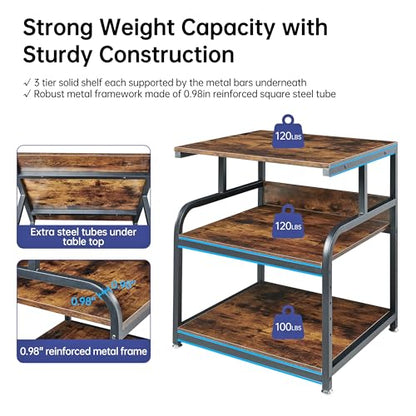 Fannova Extra Large 3D Printer Stand Table with Adjustable Storage Shelf | 25.6"x23.6"x30.9", Heavy Duty Industrial Wheels, 25mm Heavy-Gauge Steel Tube, Home Office Printer Furniture, Rustic Brown - color: Rustic Brown, size: 25.6"W x 23.6"D x 30.9"H