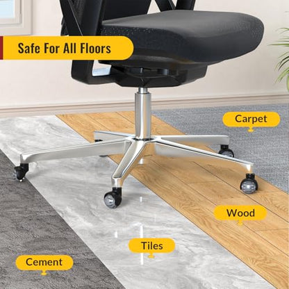 HOLKIE Office Chair Wheels Replacement 11x22mm Universal Fit 2 Inch Rubber Heavy Duty Casters for Carpet Hardwood Floors Gaming Desk Chair Roller Wheels Set of 5 Grey Smooth & Silent - color: Grey