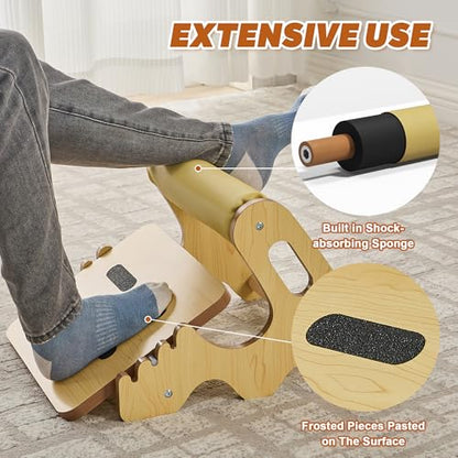 Foot Rest for Under Desk at Work- Adjustable Rocking Foot Stool with 3 Height Positions and Soft Crossbar, Ergonomic Wooden Footrest with Anti-Slip Surface for Home, Office - color: Yellow Maple