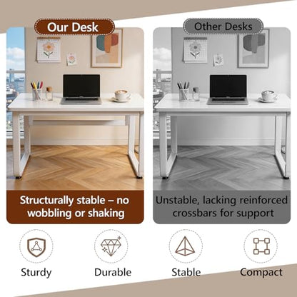 Small Office Computer Desk, Simple Style Writing Desk Waterproof and Scratch-Resistant,Sturdy Study Writing Desk with Wooden Tabletop and Metal Frame for Bedroom, Living Room, Bedroom - color: White, size: 31.5*19.5