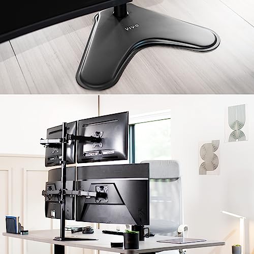 VIVO Quad 13 to 30 inch Monitor Free-Standing Mount, Fully Adjustable Desk Stand, Holds 4 Flat or Curved Display Screens, STAND-V004F - size: Quad Mount