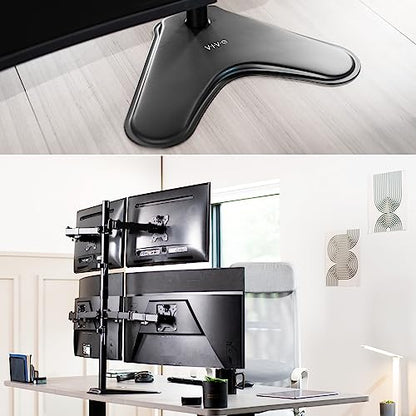 VIVO Quad 13 to 30 inch Monitor Free-Standing Mount, Fully Adjustable Desk Stand, Holds 4 Flat or Curved Display Screens, STAND-V004F - size: Quad Mount