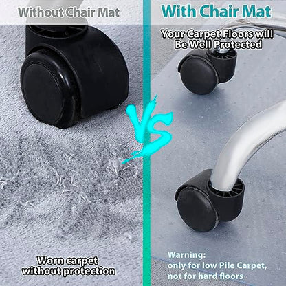 Office Chair Mat for Carpeted Floor 48” x 36” Clear Floor Protector Mat Anti Slip Computer Desk Chair Mat for Home Office - size: 48” x 36” with Lip