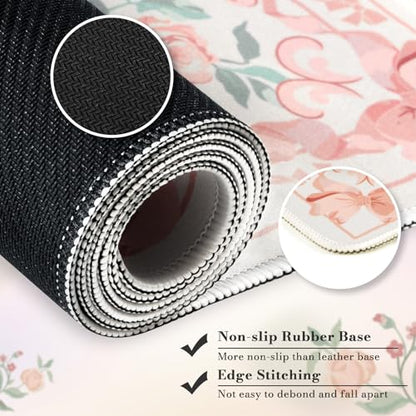 HAOCOO Pink Bow Laptop Mat, 35.4" x 15.7" Deskmat for Office Cubicle Desk - color: D-pink Bow, size: 35.4" x 15.7"