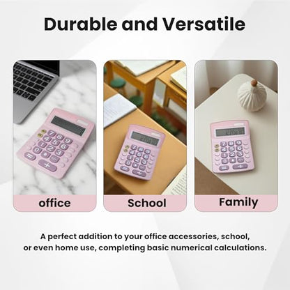 Lily' Home Jumbo 12 Digit with Solar Power, Large LCD Display - Desktop Calculator, Dual Power, Large Button Design, Battery Operation, Easy-to-Read Tilted, for Home, Office, School & Business - Pink - size: 1PK-Pink