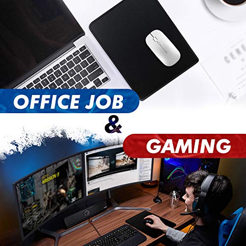 Mouse Pad Bundle Stitched Edges Premium Waterproof Gaming Mouse Mat Pad, Extends Battery Life Non-Slip Rubber Base Thick Black Mousepad for Laptop Computer & PC, 11 x 8.7 inch, Black-Pack of 6 - color: Black - Standard - 6 Packs