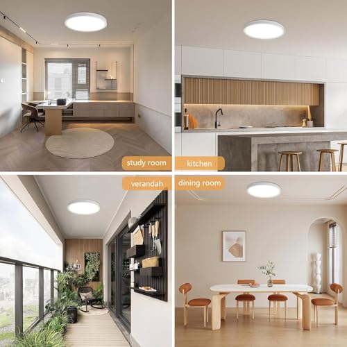 6PK 15.8 Inch Led Ceiling Light Flush Mount, 34W, 3060LM, 3000K/4000K/6000K CCT Selectable Super Slim LED Ceiling Light, Close to Ceiling Round Flat Panel Light for Hallway, Bedroom,Kitchen ect - color: White
