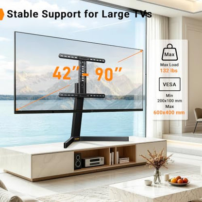 Perlegear Swivel TV Stand with Power Outlet for 42–90" TVs up to 132 lbs - size: 42-90 inch