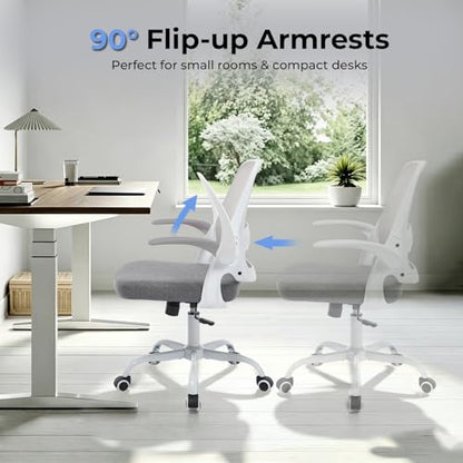 amseatec Mesh Office Chair, Ergonomic Home Office Chair with Flip-Up Arms - color: Grey, size: Oversized
