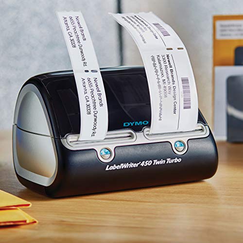 DYMO Label Printer, Label Writer 450 Twin Turbo, Direct Thermal Printer - Fast Printing, Home & Office Organization, Great for Labeling, Filing, Shipping, Mailing, Barcodes, and More