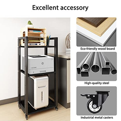 Natwind 3-Tier Tall Printer Stand,Shredder Stand Computer Host Holde,Black - color: Black