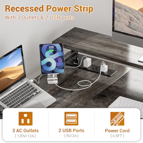 Aheaplus L Shaped Desk with File Drawer, Reversible L Shaped Gaming Desk - color: Black Oak