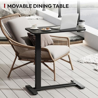 SANODESK 28''Mobile Standing Desk with Hidden Wheels,Pneumatic Laptop Desk | Computer Cart Movable Height Adjustable Table Small Sit Stand Desk for Home Office Hospital Use,27.6" W x 15.7" D, Black - color: Black, size: 28x16