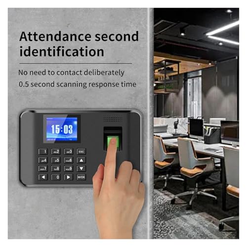 Intelligent Biometric Fingerprint Password Attendance Machine Time Clock Employee Checking-in Recorder LCD Screen Voice Prompt for Small Businesses(US add USB Disk) - size: US add USB disk