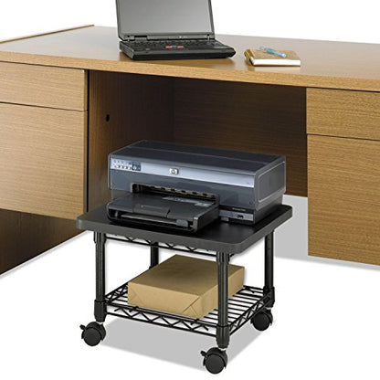 Safco Onyx Rolling Cart Printer Stand, Under-Desk Mobile Utility Table for Home Office with Steel Shelf, Gray - color: Grey Powder Coat