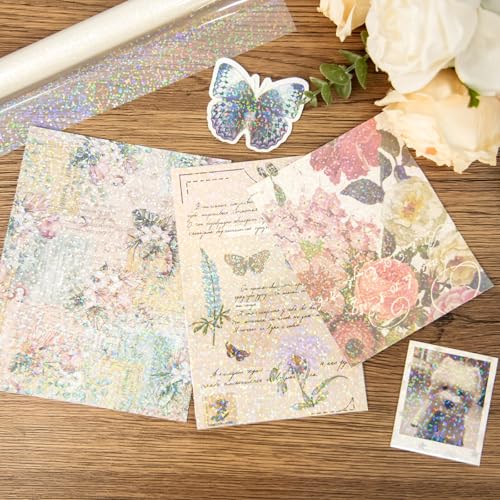 BOPP Holographic Precoated Film 22cm x 5m – Clear Crystal Dot Pattern Waterproof Thermal Laminating Roll Compatible with Laminators for DIY Paper Crafts, Stickers, Card Making - color: Clear Crystal Dot