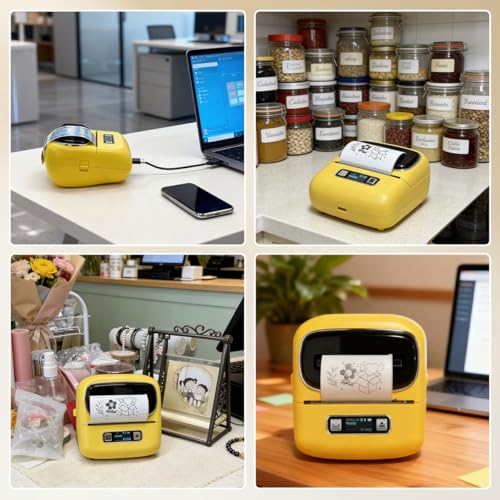 Label Printer, Rechargeable Label Maker Machine with Tape(70×40mm)