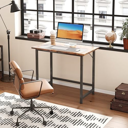 COTUBLR Small Desk, 24 Inch Small Computer Desk for Spaces, Compact Tiny Mini Simple Desk Table for Bedroom Home Office Writing Work Study Kids Student Teacher, Bonus Mousepad, Rustic Brown - color: Rustic Brown