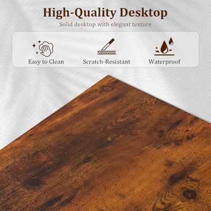L Shaped Desk, 50 Inch Computer Desk Home Office Desk for Small Space Brown - color: Brown
