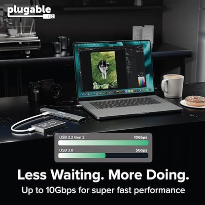 Plugable USB C Hub: 10-in-1 Multiport Adapter (8K/4K 144Hz HDMI 2.1, 2.5G Ethernet, 140W Charging, 10Gbps Data) Driverless IT Deployment for MacBook Pro/Air Windows Thunderbolt Chromebook, USBC-10IN1E