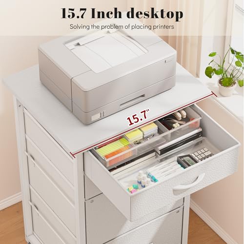 DurayLoly 4-Drawer Rolling File Cabinet Fits A4 Letter Size For Home Office | Printer Stand With Stable Frame, Large Capacity, Easy To Move And Assemble With Lockable Casters, White - color: White